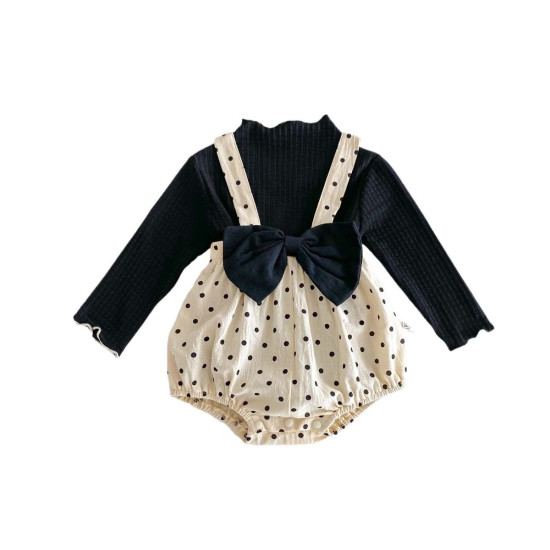 3-18M Baby Girls Sets Long Sleeve Tops And Polka Dots Suspender Bodysuit  Baby Clothing   