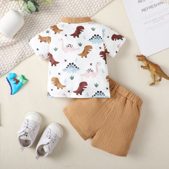 3-24M Baby Boys Dinosaur Pattern Top & Shorts Two-Piece Set  Boys Clothing   