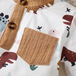 3-24M Baby Boys Dinosaur Pattern Top & Shorts Two-Piece Set  Boys Clothing   