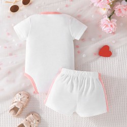 0-18M Baby Sets Letter Printed Bodysuit & Shorts  Girls Clothes   