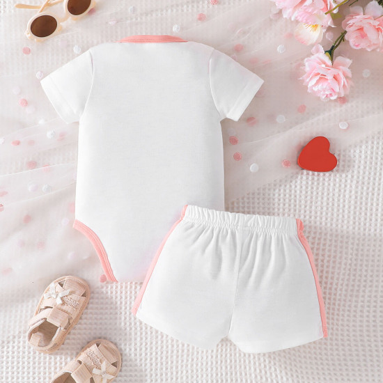 0-18M Baby Sets Letter Printed Bodysuit & Shorts  Girls Clothes   