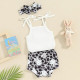 3-24M Baby Girls 3pcs Cami Bodysuit & Bunny Shorts & Headband  Baby Clothes   