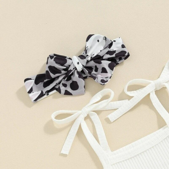 3-24M Baby Girls 3pcs Cami Bodysuit & Bunny Shorts & Headband  Baby Clothes   