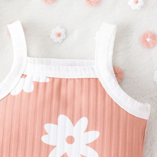 0-18M Baby Girls 3pcs Flower Cami Bodysuit & Shorts & Headband  Baby Clothes   