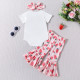 6-18M Baby Girls Sets Strawberry Letter Print Bodysuit Bell Bottoms Headband  Baby Clothes   