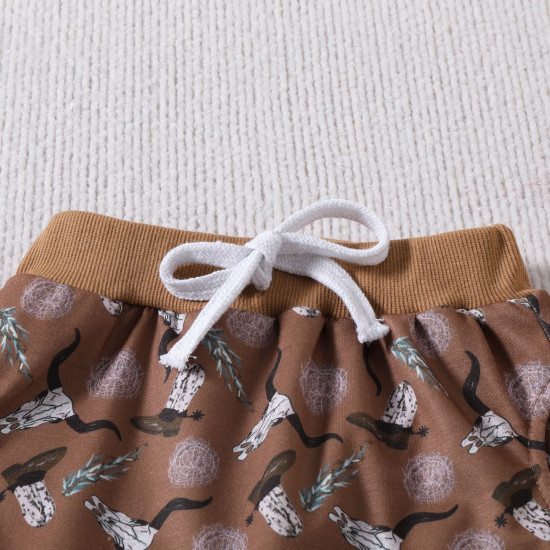 3M-3Y Baby Boys Sets Letter Bull Print Short-Sleeved T-Shirt Shorts  Baby Clothes   