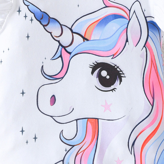 3M-3Y Baby Girls Unicorn Print T-Shirts Shorts  Baby Clothing   