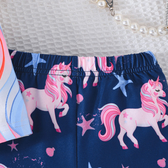 3M-3Y Baby Girls Unicorn Print T-Shirts Shorts  Baby Clothing   