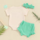 0-18M Baby 3pcs St. Patrick's Day Letter Printed Bodysuit & Shorts & Headband  Baby Clothing   