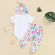 0-18M Baby 3pcs Letter Printed Bodysuit & Pants & Hats  Baby Clothing   