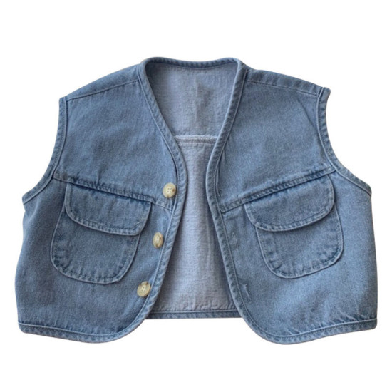 3M-3Y Baby Denim Vest Outwear With Pockets  Baby Clothing   