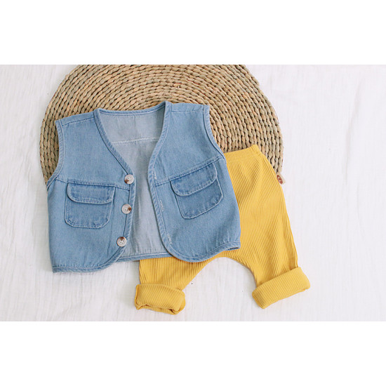 3M-3Y Baby Denim Vest Outwear With Pockets  Baby Clothing   