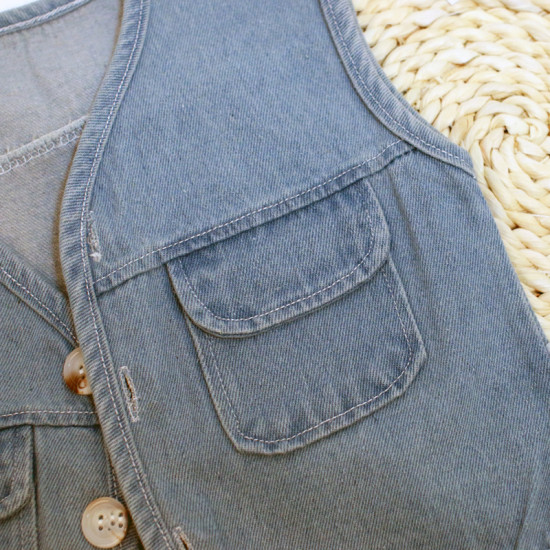 3M-3Y Baby Denim Vest Outwear With Pockets  Baby Clothing   
