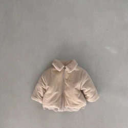 3-24M Baby Thickened Solid Color Lapel Cotton Jackets  Baby Clothing   