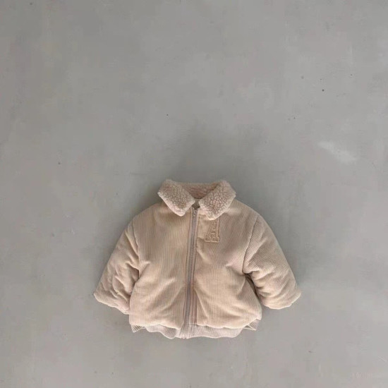 3-24M Baby Thickened Solid Color Lapel Cotton Jackets  Baby Clothing   