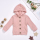 0-24M Baby Solid Color Ribbed Single-Breasted Hooded Jackets  Baby Clothes   