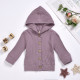 0-24M Baby Solid Color Ribbed Single-Breasted Hooded Jackets  Baby Clothes   