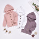 0-24M Baby Solid Color Ribbed Single-Breasted Hooded Jackets  Baby Clothes   