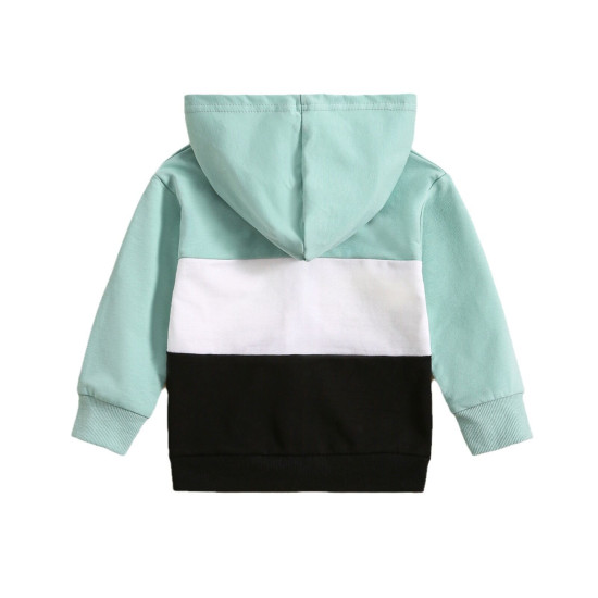 9M-4Y Toddler Contrast Paneled Long-Sleeve Hooded Zipped Jackets  Toddler Clothing   