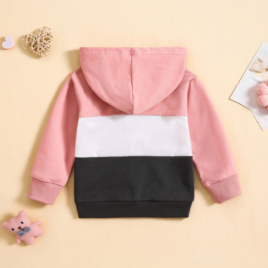 9M-4Y Toddler Contrast Paneled Long-Sleeve Hooded Zipped Jackets  Toddler Clothing   