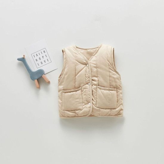 3-24M Baby Retro Vest Solid Color Pockets  Baby Boutique Clothing   