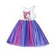 18M-6Y Toddler Girls Gradient Unicorn Print Mesh Dresses  Girls Clothes   