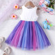 18M-6Y Toddler Girls Gradient Unicorn Print Mesh Dresses  Girls Clothes   