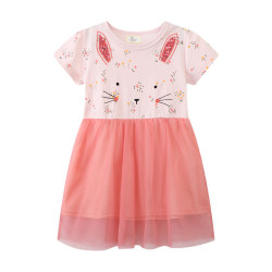 18M-7Y Toddler Girls Cartoon Floral Short Sleeve Dresses  Girls Clothes   