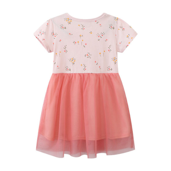 18M-7Y Toddler Girls Cartoon Floral Short Sleeve Dresses  Girls Clothes   