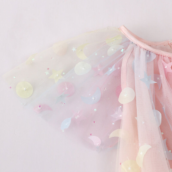 18M-6Y Toddler Girls Star Moon Short Sleeve Dresses  Girls Clothes   