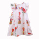 2-7Y Toddler Girls Flying Sleeve Cartoon Print Dresses  Girls Clothes   