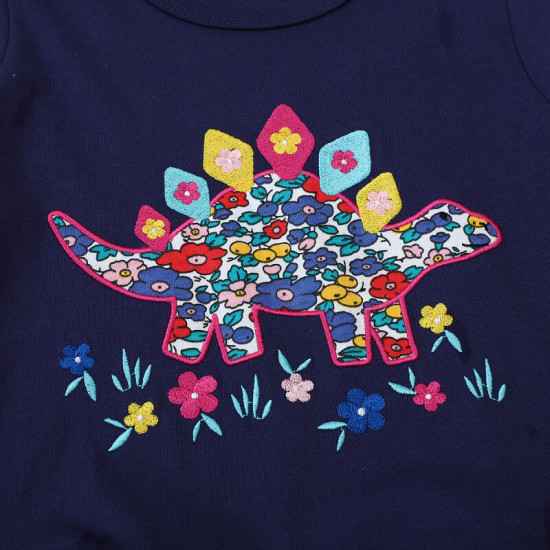 18M-7Y Toddler Girls Cartoon Embroidered Short Sleeve Dresses  Girls Clothes   