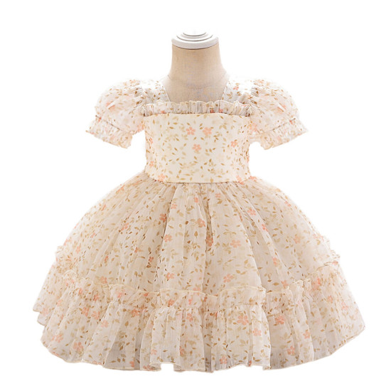 12M-3Y Toddler Girls Party Floral Puff Sleeves Princess Dresses  Girls Clothes   