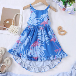 12M-5Y Toddler Girls Flamingo Print Ruffled Slip Dresses  Girls Clothes   