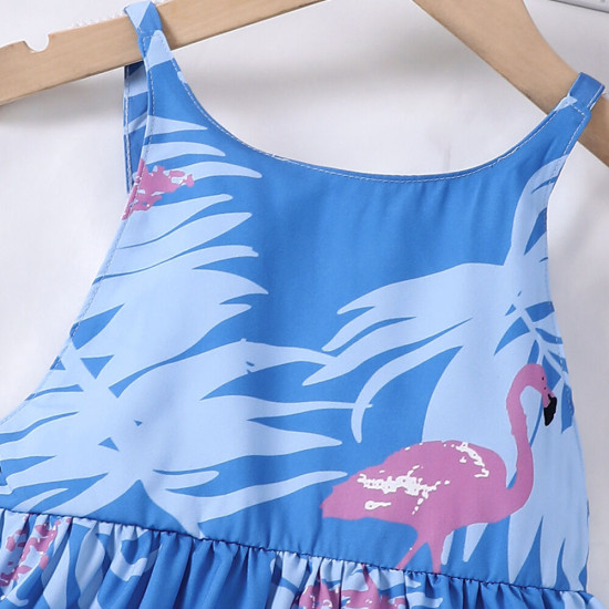 12M-5Y Toddler Girls Flamingo Print Ruffled Slip Dresses  Girls Clothes   
