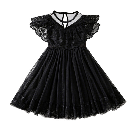 2-6Y Toddler Girls Summer Black Lace Dresses  Girls Clothes   