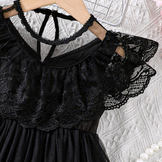 2-6Y Toddler Girls Summer Black Lace Dresses  Girls Clothes   