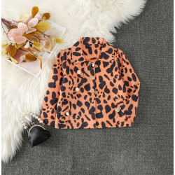 18M-6Y Toddler Girls Single Breasted Leopard Print Leather Jackets  Girls Clothes   