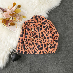 18M-6Y Toddler Girls Single Breasted Leopard Print Leather Jackets  Girls Clothes   