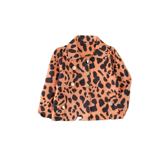 18M-6Y Toddler Girls Single Breasted Leopard Print Leather Jackets  Girls Clothes   