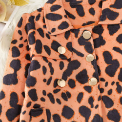 18M-6Y Toddler Girls Single Breasted Leopard Print Leather Jackets  Girls Clothes   