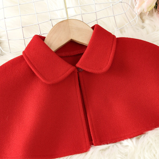 3-7Y Toddler Girls Single-Breasted Woolen Coat With Cape Two-Piece Set  Girls Fashion Clothes   
