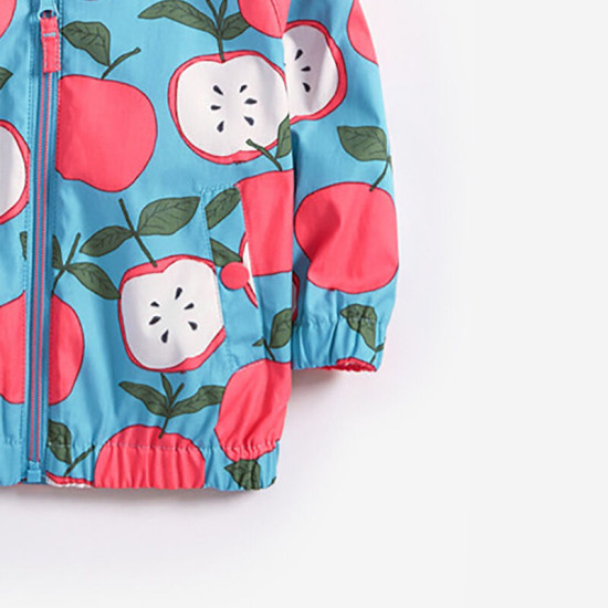 18M-7Y Toddler Girls Apple Print Hooded Zipper Jackets  Girls Clothing   