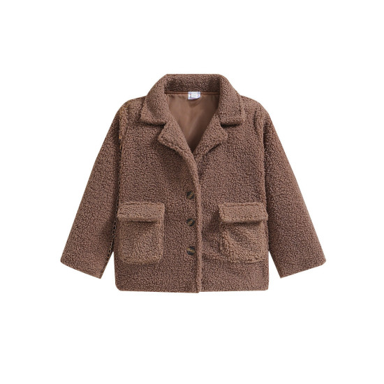 3-7Y Toddler Girls Fleece Jackets Lapel  Girls Fashion Clothes   