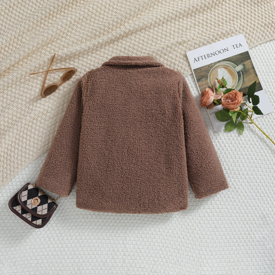 3-7Y Toddler Girls Fleece Jackets Lapel  Girls Fashion Clothes   