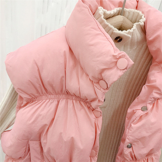 18M-7Y Toddler Girls Single Breasted Vest Stand Collar Down Jackets  Girls Clothes   