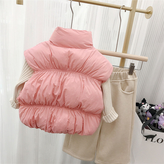18M-7Y Toddler Girls Single Breasted Vest Stand Collar Down Jackets  Girls Clothes   