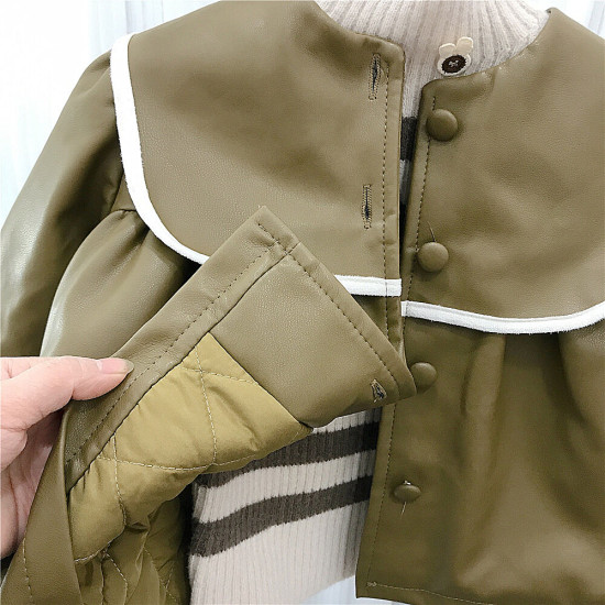 18M-7Y Toddler Girls Lapel Leather Jackets  Girls Clothes   
