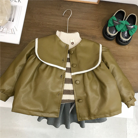18M-7Y Toddler Girls Lapel Leather Jackets  Girls Clothes   