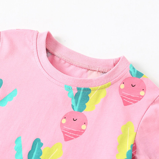 18M-7Y Toddler Girls Carrot Round Neck Casual T-Shirts  Girls Clothes   